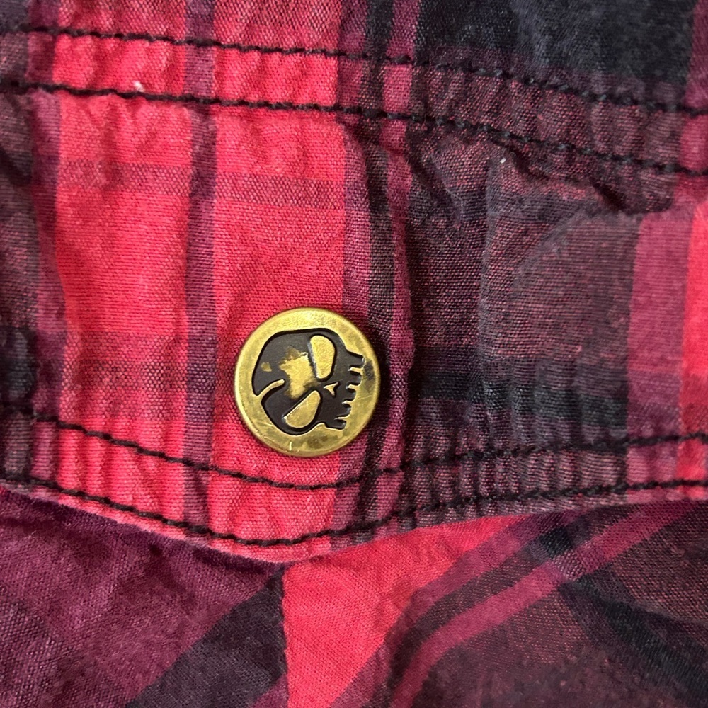 Y2K No Fear Men’s Medium Long Sleeve Button Down Plaid Shirt - Picture 3 of 12